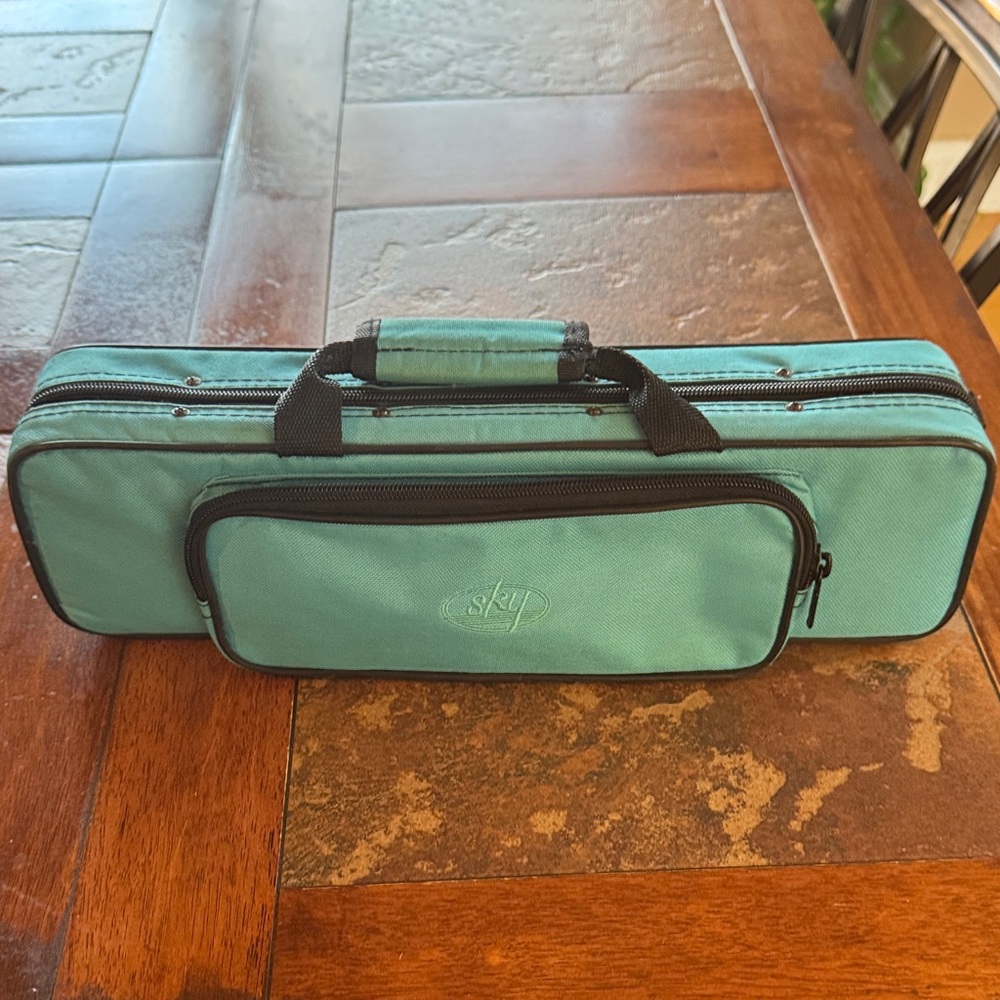 Sky Turquoise Flute Instrument Case with Black Trim